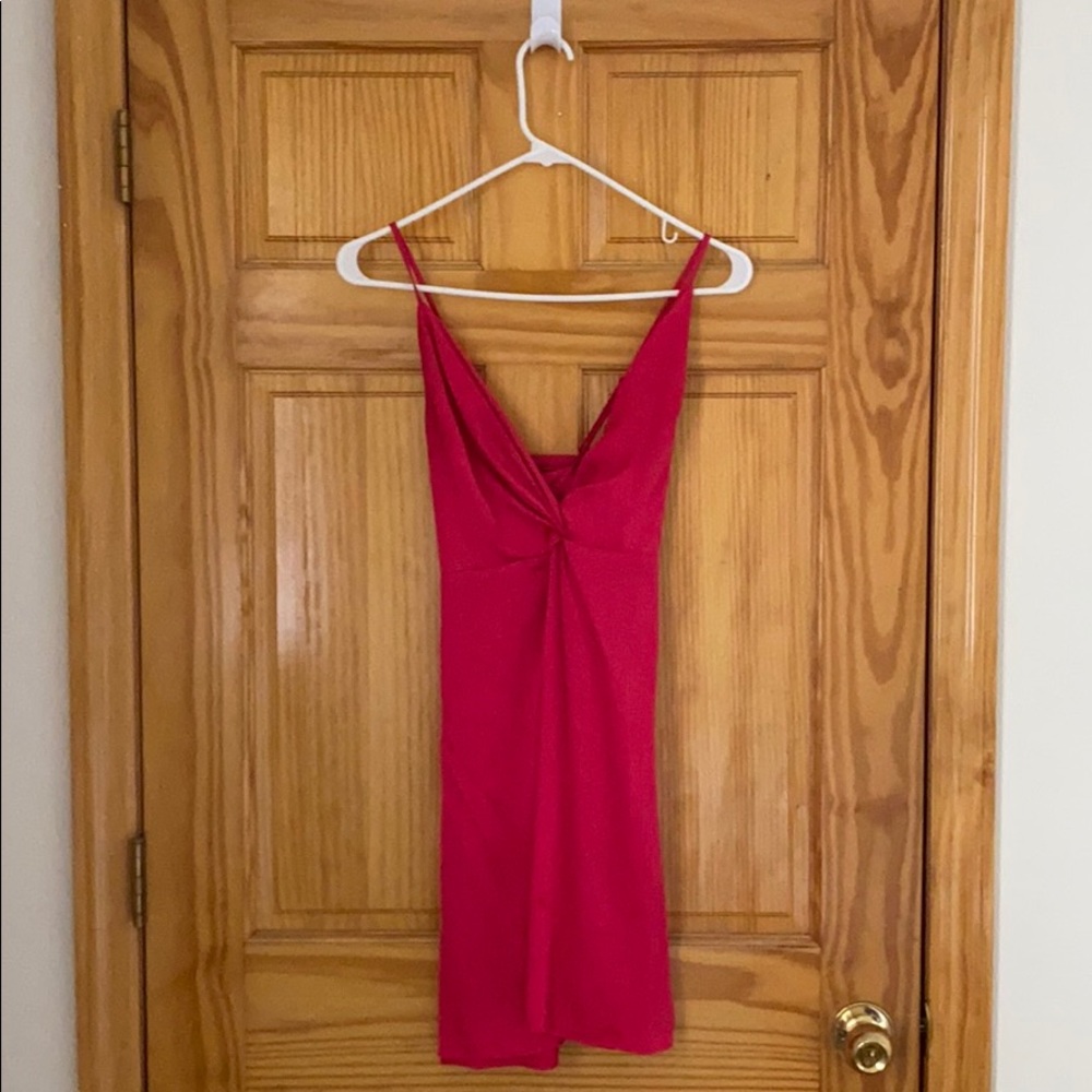 Bright Pink Satin Mini Dress